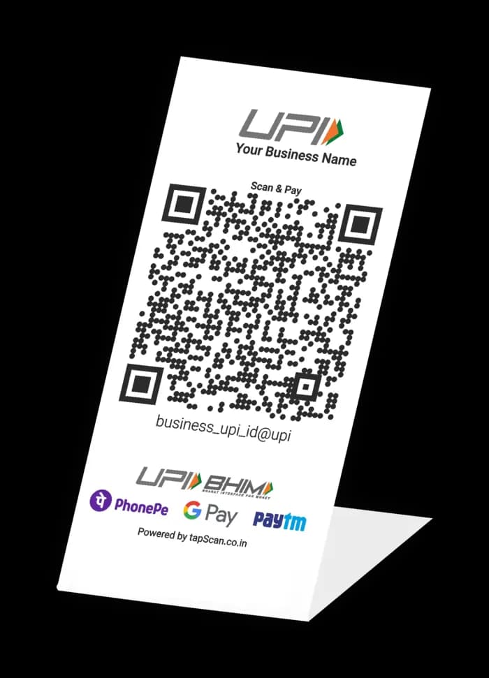 Original TapScan UPI QR counter standee